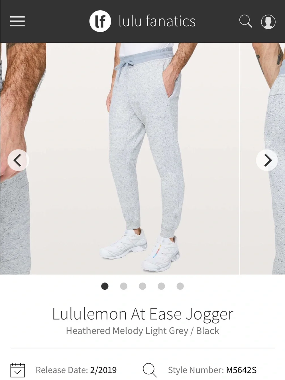 NWOT Lululemon Men’s At Ease Joggers Sweatpants Light Grey/Black Size S